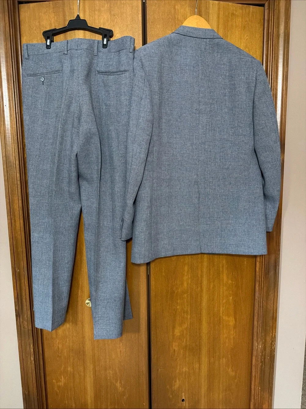 Men's Gray Blue Two-Piece Tailored Suit Jacket & Trousers